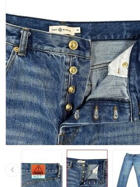 Tory Burch Blue Denim Jeans with Gold Button Fly